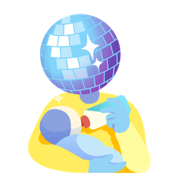 mirror ball and baby bottle