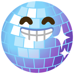 Mirror ball and Beaming face with smiling eyes