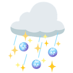 mirror ball and cloud with rain