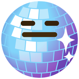 mirror ball and expressionless face