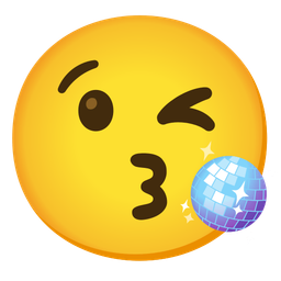 Mirror ball and Face blowing a kiss