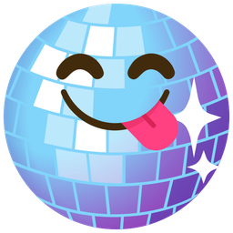 Mirror ball and Face savoring food