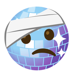 mirror ball and face with head-bandage