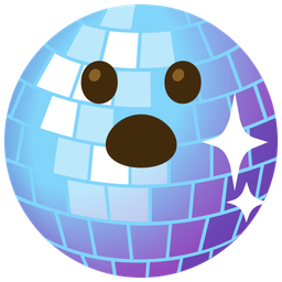 mirror ball and face with open mouth