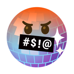 mirror ball and face with symbols on mouth