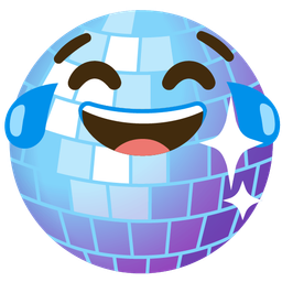 Mirror ball and Face with tears of joy