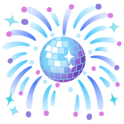 mirror ball and fireworks