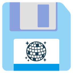 mirror ball and floppy disk