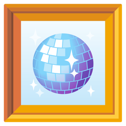 mirror ball and framed picture