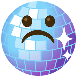mirror ball and frowning face