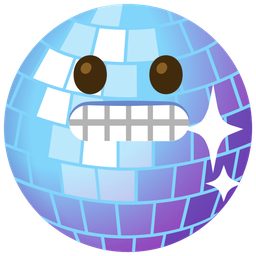 mirror ball and grimacing face