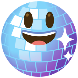 Mirror ball and Grinning face with big eyes