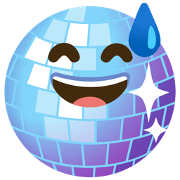 Mirror ball and Grinning face with sweat