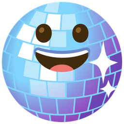 Mirror ball and Grinning face