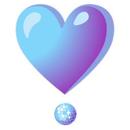 mirror ball and heart exclamation