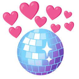 mirror ball and heart with arrow