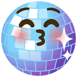 Mirror ball and Kissing face with closed eyes