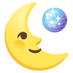 mirror ball and last quarter moon face