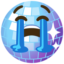 mirror ball and loudly crying face