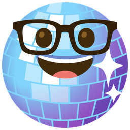 mirror ball and nerd face