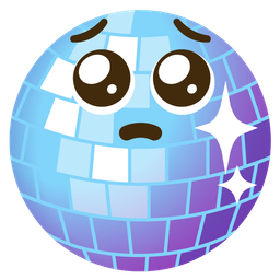 mirror ball and pleading face