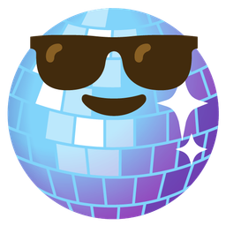 mirror ball and smiling face with sunglasses