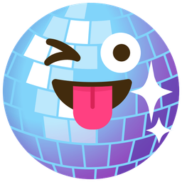 Mirror ball and Winking face with tongue