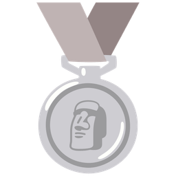 moai and 2nd place medal