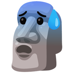 moai and anxious face with sweat