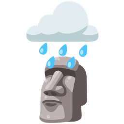 moai and cloud with rain