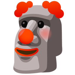 moai and clown face