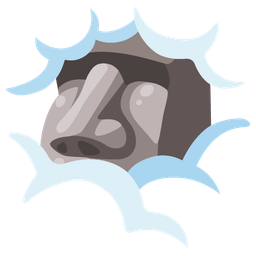 moai and face in clouds