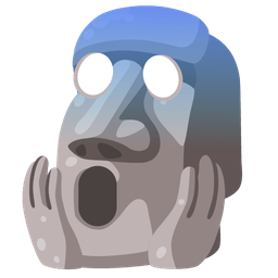 moai and face screaming in fear