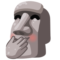 moai and face with hand over mouth