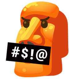 moai and face with symbols on mouth