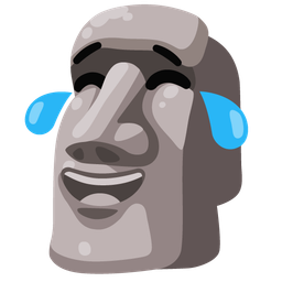 Moai and Face with tears of joy