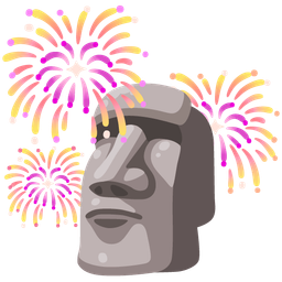 moai and fireworks