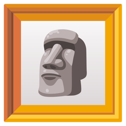 moai and framed picture