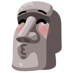 Moai and Kissing face with closed eyes