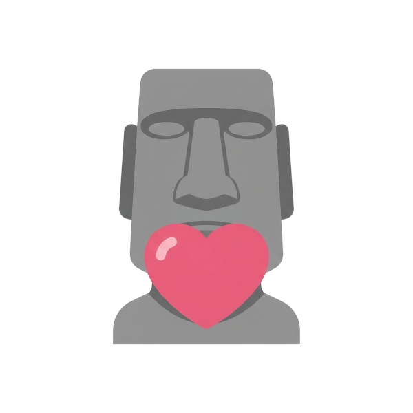 Moai and Pink heart