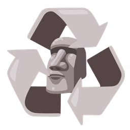 moai and recycling symbol