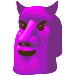 moai and smiling face with horns