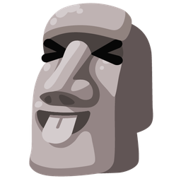 Moai and Squinting face with tongue