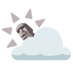moai and sun behind cloud