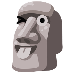 Moai and Winking face with tongue