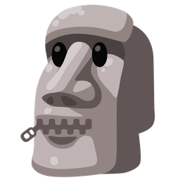 moai and zipper-mouth face