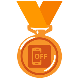 mobile phone off and 3rd place medal