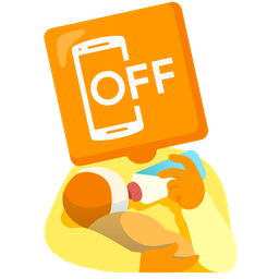 mobile phone off and baby bottle