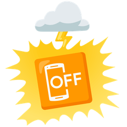 mobile phone off and cloud with lightning