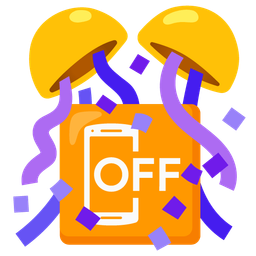 mobile phone off and confetti ball